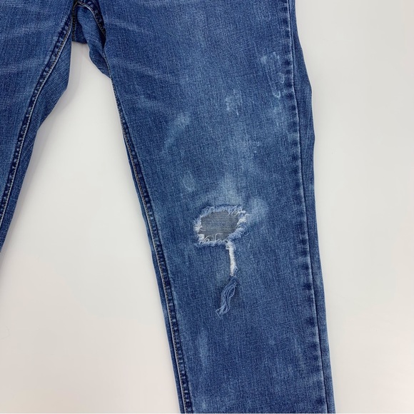 Nanette Lepore Blue Distressed Acid Wash Boyfriend Fit Cropped Jeans, 14 - Picture 11 of 16